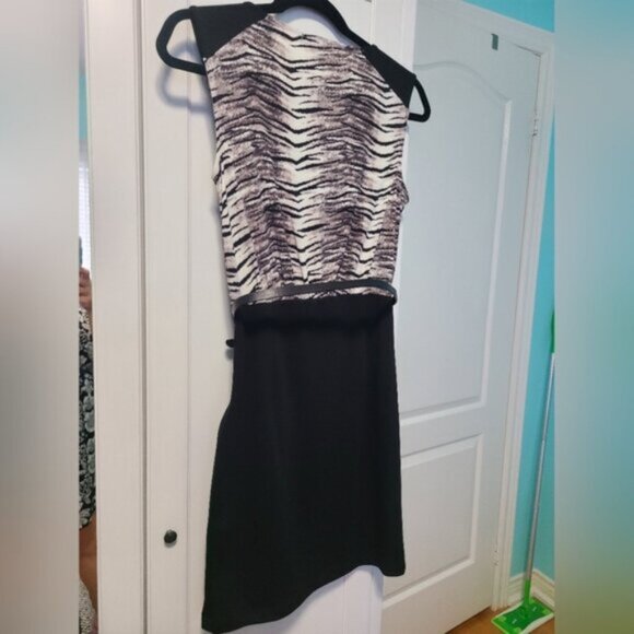 Forever 21 Animal Print Black Sleeveless Cowl Neck Belted Mini Dress Medium - Picture 13 of 14